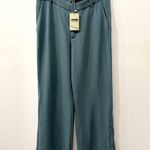 ZARA  High-Rise Flat Front Relaxed Straight Chino Pants Blue Women's Size Large Photo 0