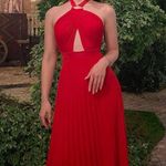 ZARA  dress maxi red pleated Elegant Halter wedding party evening  Photo 4