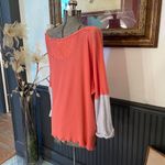 Free People  Retro Star Lightweight Oversized Coral Henley Tee - Sz M 💛🎀 Photo 7