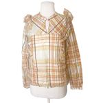 Anthropologie  current air plaid structured ruffle organza peasant top sz S Photo 7