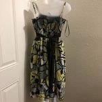 Scarlett 2000s y2k ruched bust  babydoll midi shirred elastic back yellow grey black cami tie back belted dress  Brand:  US size 4 Photo 1