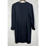 Vintage 80s Gillian Sheath Dress Womens 8 Black Silk Minimalist Capsule Chic Photo 1