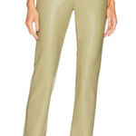 We Wore What  revolve faux leather green‎ oat kick flare pants size 27 minimalist Photo 0