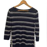 Talbots Linen Striped Sweater Navy and White Size MP Photo 0