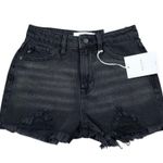 KanCan Ultra High Rise Mom Shorts Jean Denim Cutoff Distressed Black Size 1 24 Photo 0