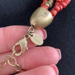 Lia Sophia  Signed Coral Orange Multi Strand Chunky Beaded Boho Costume Necklace Photo 2