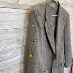 Vintage One Of A Kind Christmas Womens XXL Wool Coat Hand Painted Rudolf Lights Gray Photo 4