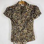 Vintage Sheer Blouse Brown Black Tan Fitted Small Photo 4