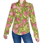 Lucky Brand NWT  Green Pink Floral Western Button Down Embroidered Shirt Photo 0