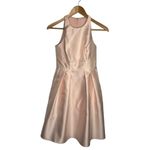 Alfred Sung  Blush High Neck Satin Knee Length Sleeveless Cocktail Dress Size 2 Photo 2