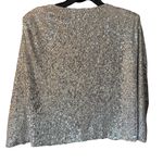 Women’s boutique sequin over shoulder cardigan size small de lovest Silver Photo 1