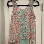 Candie's Sheer Neon Sunglasses Print Flowy Button Tank Top Beach Travel Size S Photo 0