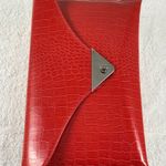 JustFab Shiny patent Red Snakeskin snap clutch Photo 3