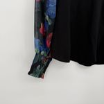Chico's  Black Cotton Multicolor Floral Sheer Sleeves Long Sleeve Top Size 1 (S) Photo 2