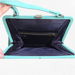 1950s Vintage Robin’s Egg Blue Leather Clutch Purse Mid Photo 4