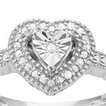 Sterling Silver 1/10 Carat T.W. Diamond Heart Halo Ring Size 7 NWT Photo 2