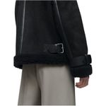 ZARA  Jacket Women Size XL Double Sided Straps Asymmetrical Biker Jacket Fleece Photo 7