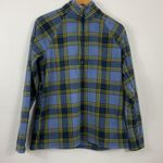 Eddie Bauer Womens Fleece Pullover Blue Yellow Plaid Quarter Zip L Photo 0