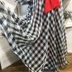 Vintage 70s Gingham Maxi Dress Navy Blue Red Bow Medium Photo 3