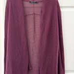 Peruvian Connection Purple Pima Cotton Open Weave Mesh Knit Minimalist Cardigan Photo 0