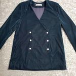 ZARA Emerald Green Velvet Pearl Button Blazer Photo 1