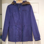 Forever 21 Vintage Look Blue Faux Fur Hoodie Coat Photo 0