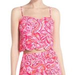 Lilly Pulitzer Crop Cami Women Sz 2 Ivy Scallop Mango Salsa Fairy Cottage Resort Photo 2