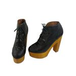 Ecote Platform Booties Womens 7 Black Leather Whimsigoth Grunge Witchy Wood Heel Photo 4