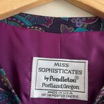 Pendleton Vintage Miss Sophisticates Paisley Button Blazer Purple Teal Wool Photo 4