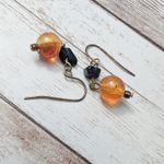 Vintage Earrings For Pierced Ears Orange & Black Dangle Photo 4