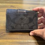 Coach  Signature CC Wallet Black Canvas Fold Over Leather Card Holder Small Photo 1