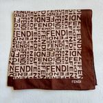 Fendi Tobacco Brown Logo Print Cotton Scarf Photo 0