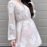 Lovers + Friends  Sheer Lace Illusion Long Sleeve Mini Dress Medium Photo 4
