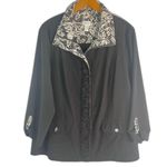 Chico's Zenergy Black Full Zip Floral Contrast Lightweight Jacket Size 3/LG Photo 9