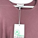 Ganni  Grape Burgundy Ruched Ribbed Knit Long Sleeve Mini Dress Size Large NWT Photo 3