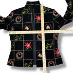 MAK New York Christmas Embroidered Open Front Blazer Jacket Black Multi 8 Photo 9