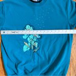Grandmacore Granny Cottage Crewneck Sweatshirt Y2K Teal Blue Floral Medium Photo 9