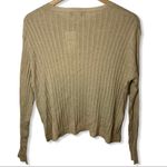 Cotton Emporium  tan side‎ button crew neck sweater Photo 3