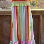 J. Marie Emery Adjustable Beaded Tie Strap Colorful Striped Midi Dress Size M Size M Photo 0