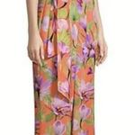 Alice + Olivia  Cyrus Jumpsuit Womens 6 Orange Floral Halter Wide Leg Tropical Photo 0