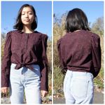 Prairie Underground Sax 100% Cotton Tie Long Sleeve Blouse Size Large Red Photo 1