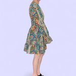 Retro Colorful Paisley Floral Abstract Hippie Long Sleeve Mini Dress Multiple Size M Photo 6