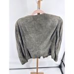 Hugo Boss Women's Goat Leather Suede Jacket Blazer Gray Green Size 6 vintage Photo 6
