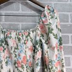 Simplee Floral slash neck long sleeve ruffle print summer dress beach size Med Green Photo 3