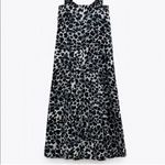 ZARA  Black White Animal Print Midi Ruffle Dress Photo 5