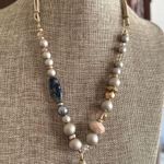 Chico's necklace beaded stone horn Elegant Gold Blue adjustable NeW Hailee Photo 1