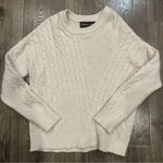 Kendall + Kylie Crew Neck Sweater Women’s Winter White Cream Cable Knit Slouchy Photo 0