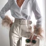 ZARA ecru high waisted belted fabric pants blogger favorite Photo 1