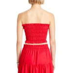 AQUA  Smocked Strapless Top Red Crop Ruched Summer Blouse Women's‎ Size M Photo 1