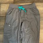 FIGS Kade Cargo Grey Medical Scrub Pants w/Teal Drawstring Size Small Photo 1